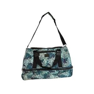 Calpak Travel Duffle Green Blue Black Palm Leaf With Lower Compartment